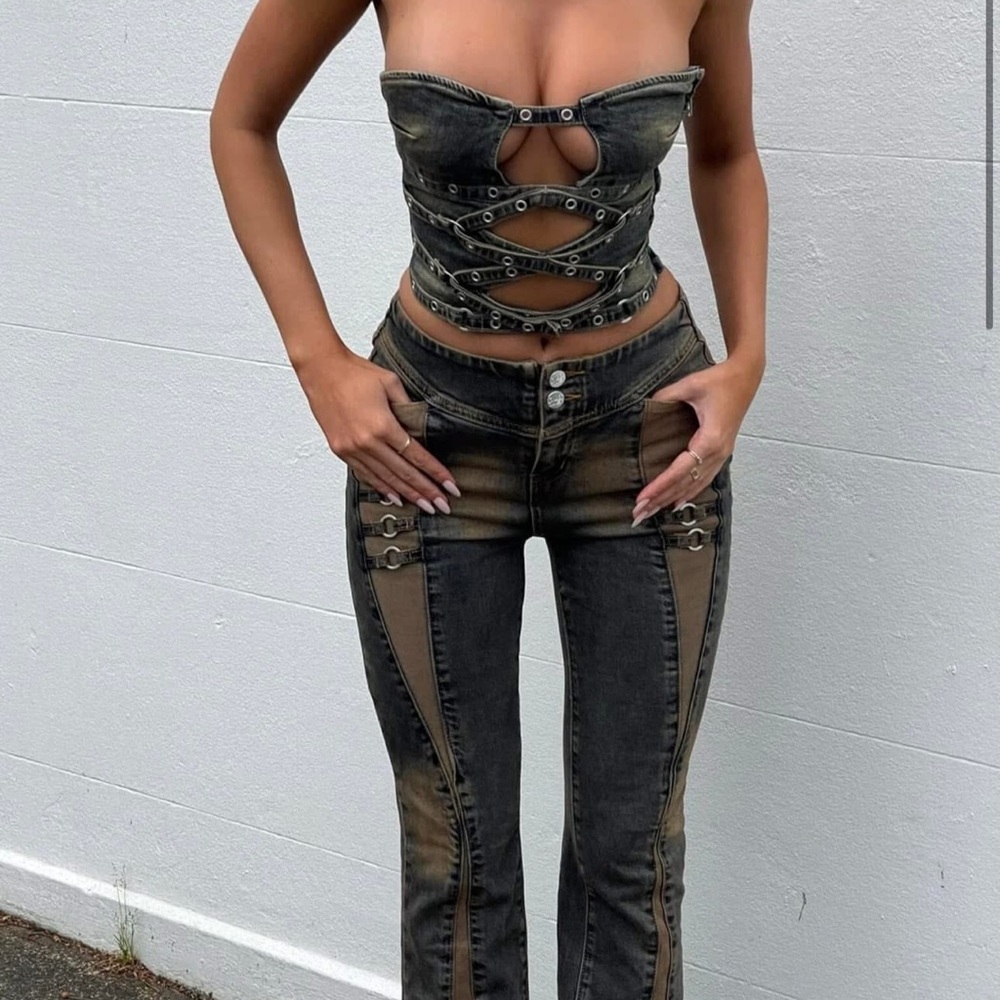 OUTCAST COVEN DENIM TOP AND PANT SET